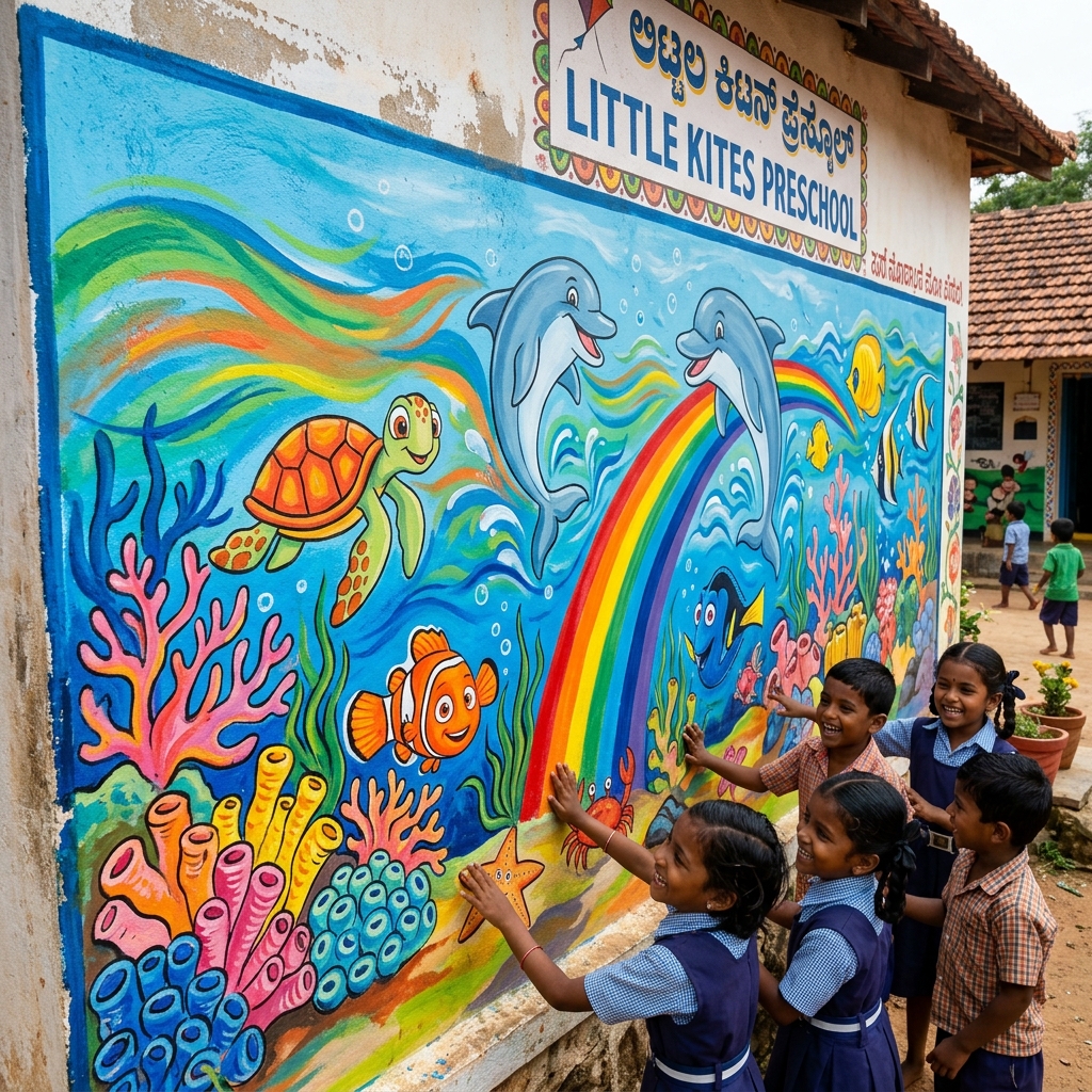 Ocean & Rainbow Mural